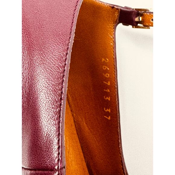 Gucci Betty T-Strap Platform Pumps In Burgundy leather Heels Pumps sz 37 - Picture 4 of 13